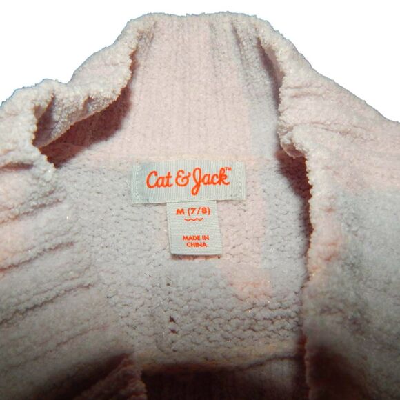 CAT & JACK girls medium 7/8 light pastel pink plush soft mock neck sweater tunic - Picture 3 of 11